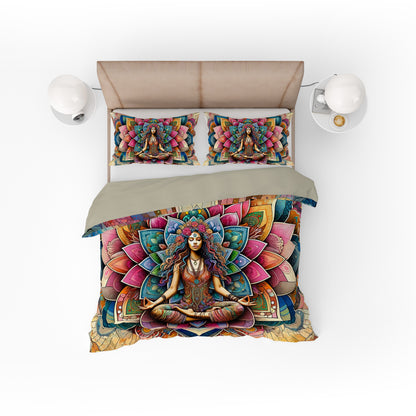 Bohemian Soul Meditation Reversible Quilt Cover Duvet Cover Set - Adore India   