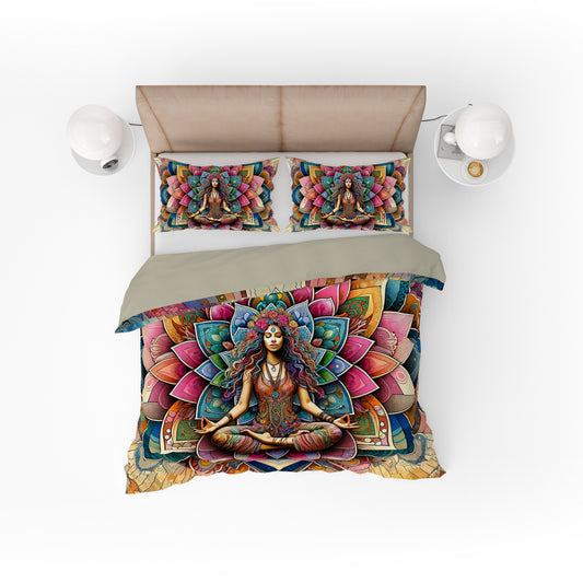 Bohemian Soul Meditation Reversible Quilt Cover Duvet Cover Set - Adore India   