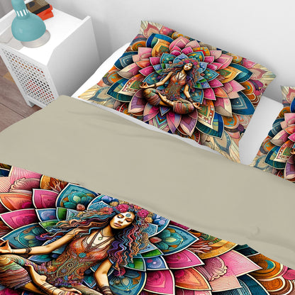 Bohemian Soul Meditation Reversible Quilt Cover Duvet Cover Set - Adore India   