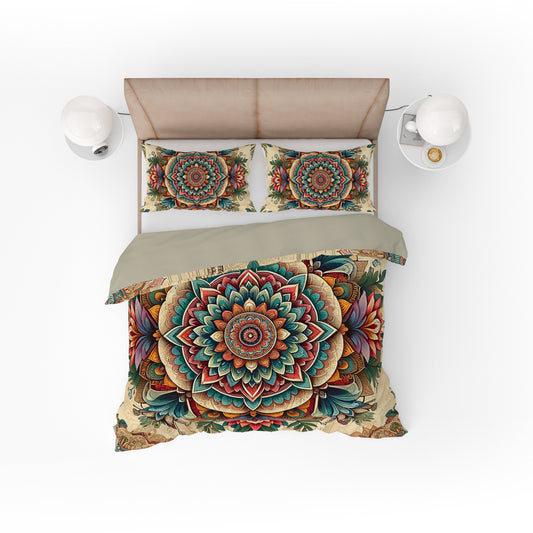 Bohemian Vintage Floral Mandala Reversible Quilt Cover Duvet Cover Set - Adore India   