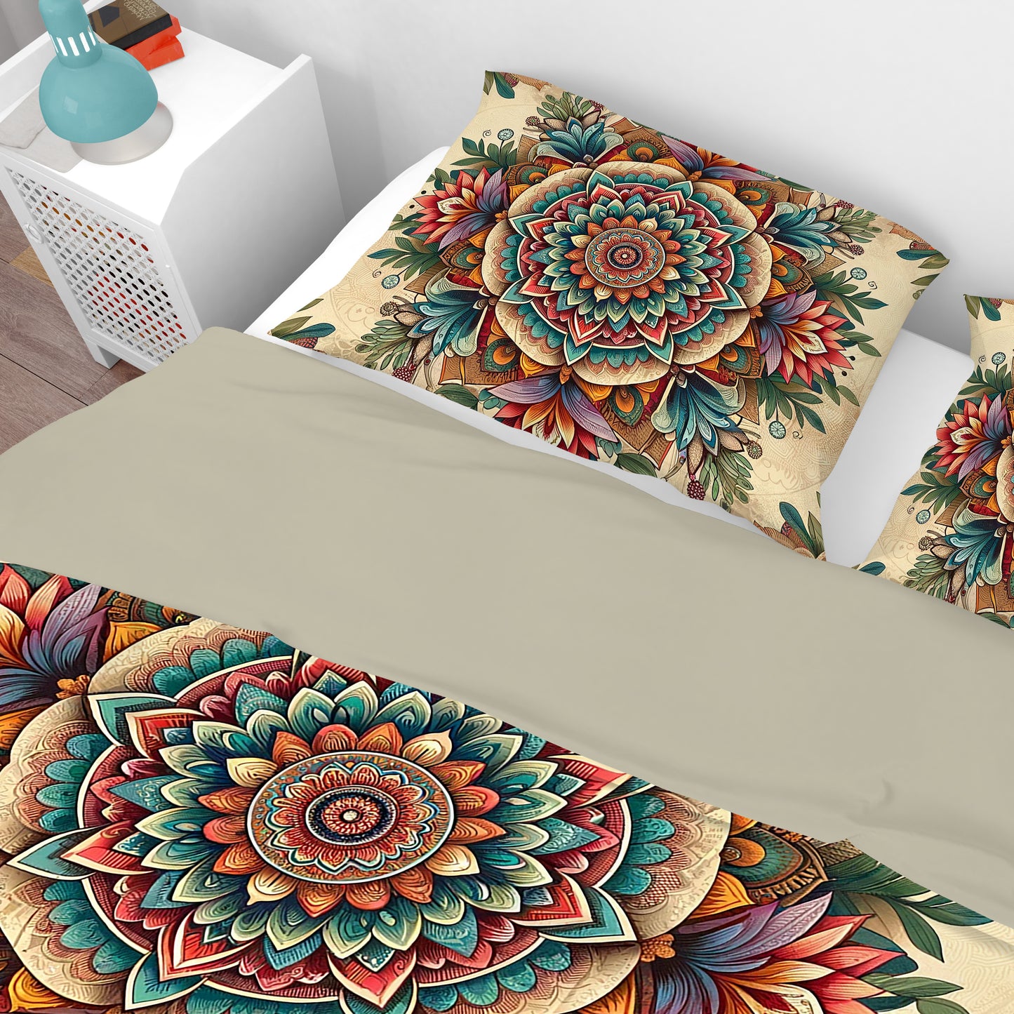 Bohemian Vintage Floral Mandala Reversible Quilt Cover Duvet Cover Set - Adore India   
