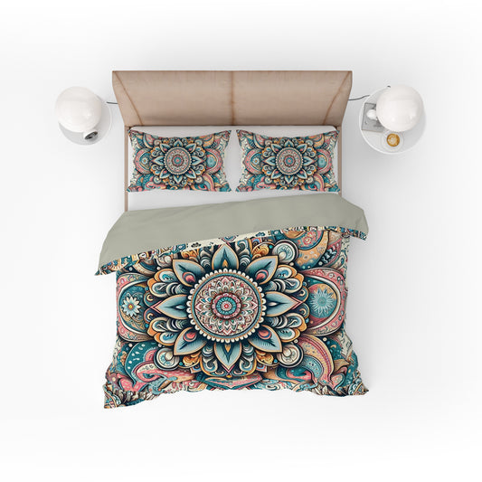 Bohemian Colourful Paisley Mandala Reversible Quilt Cover Duvet Cover Set - Adore India   