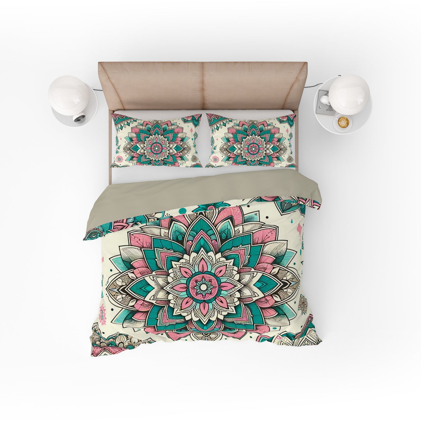 Bohemian Teal Mantra Mandala Reversible Quilt Cover Duvet Cover Set - Adore India   
