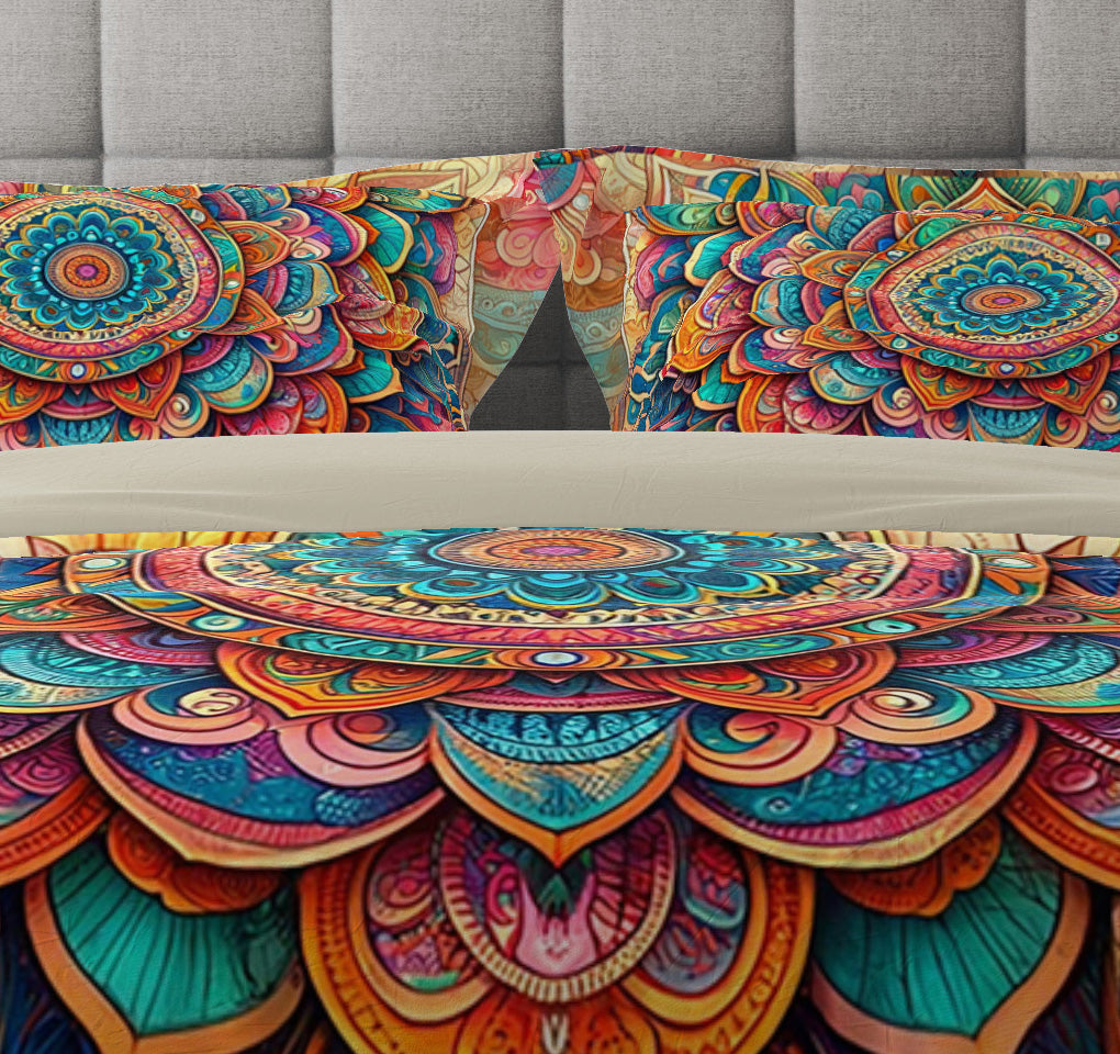 Colourful Bold Bohemian Reversible Quilt Cover Duvet Cover Set - Adore India   