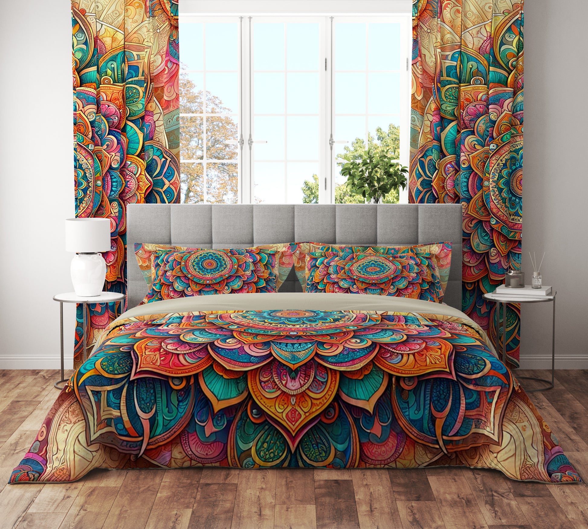 Colourful Bold Bohemian Reversible Quilt Cover Duvet Cover Set - Adore India   