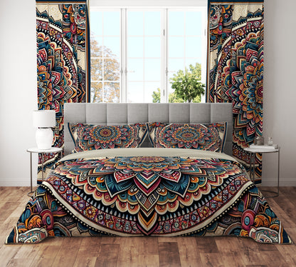 Colourful Positive Vibe Bohemian Reversible Quilt Cover Duvet Cover Set - Adore India   