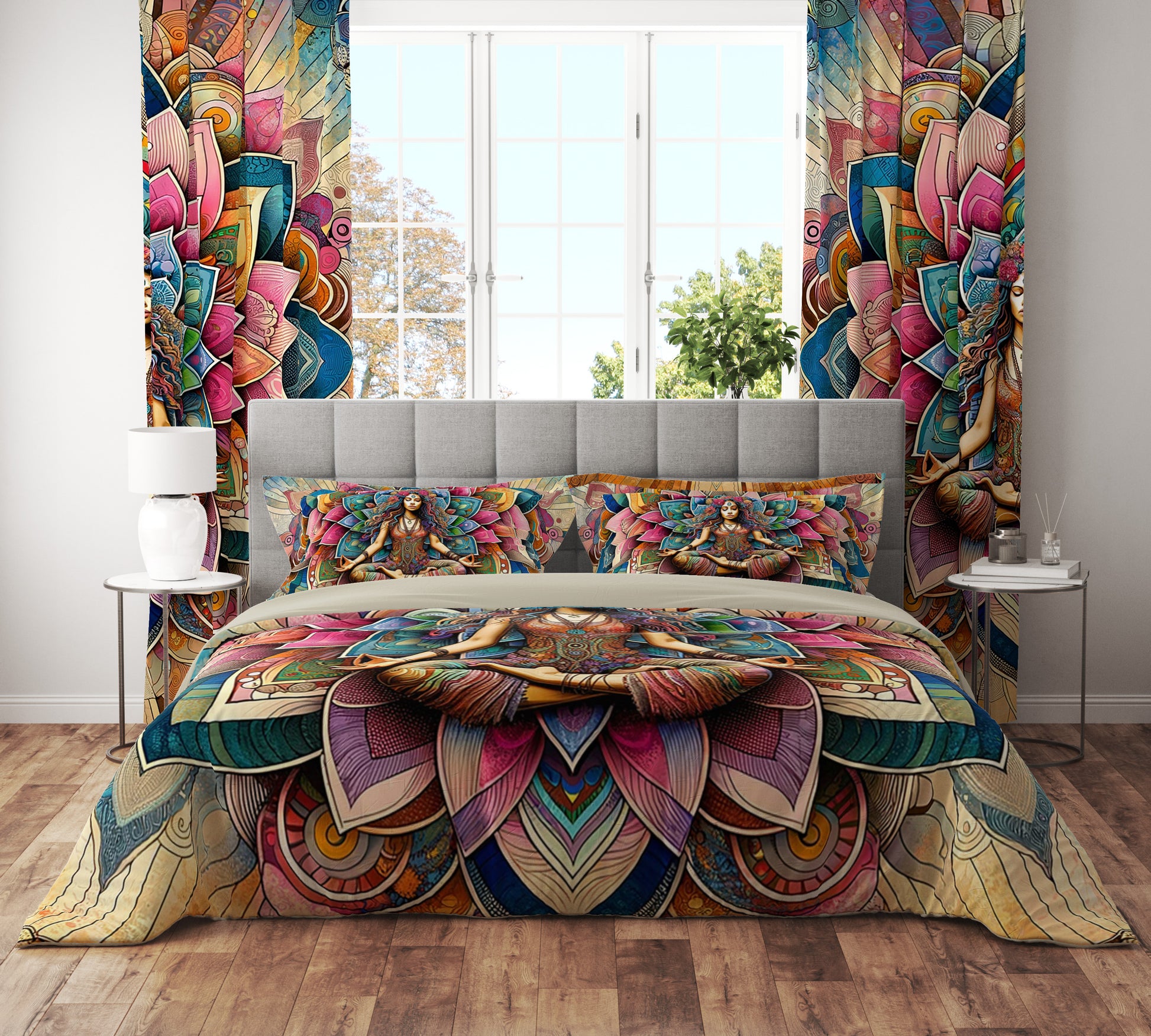 Bohemian Soul Meditation Reversible Quilt Cover Duvet Cover Set - Adore India   
