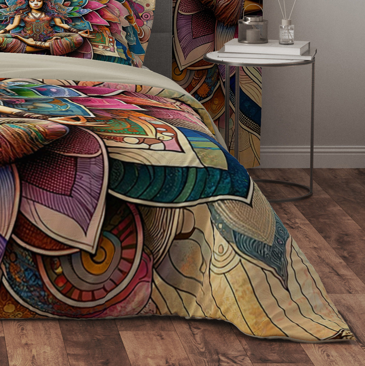 Bohemian Soul Meditation Reversible Quilt Cover Duvet Cover Set - Adore India   