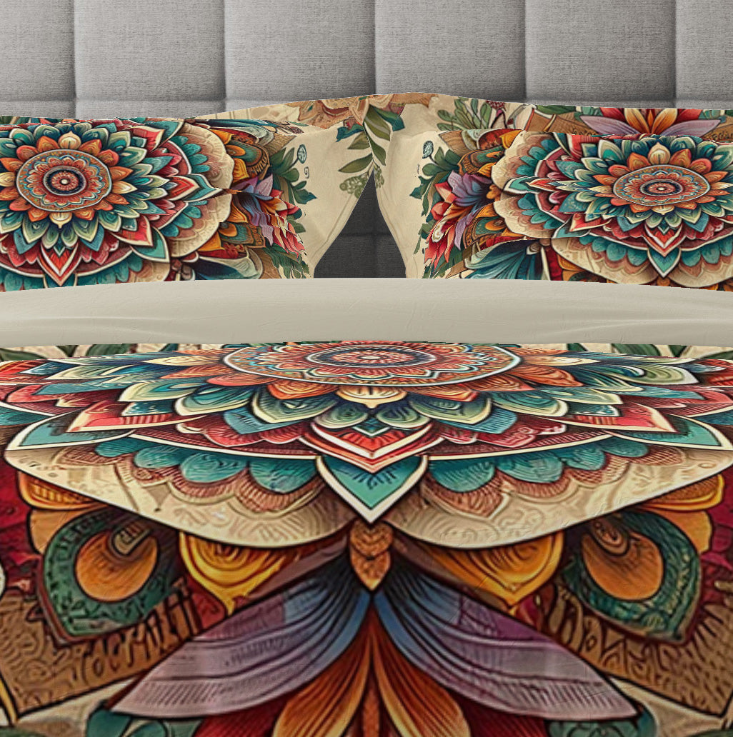 Bohemian Vintage Floral Mandala Reversible Quilt Cover Duvet Cover Set - Adore India   
