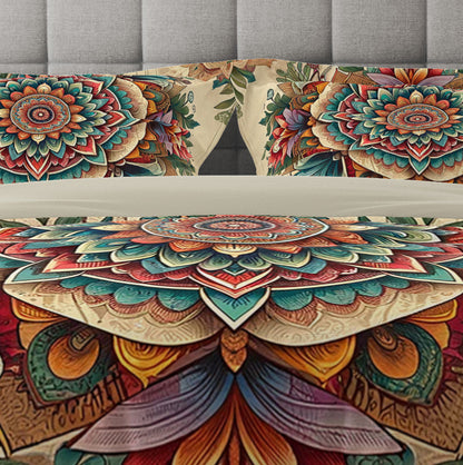 Bohemian Vintage Floral Mandala Reversible Quilt Cover Duvet Cover Set - Adore India   