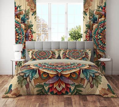Bohemian Vintage Floral Mandala Reversible Quilt Cover Duvet Cover Set - Adore India   