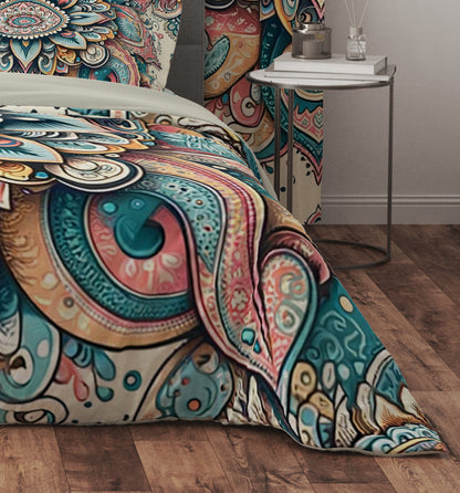 Bohemian Colourful Paisley Mandala Reversible Quilt Cover Duvet Cover Set - Adore India   