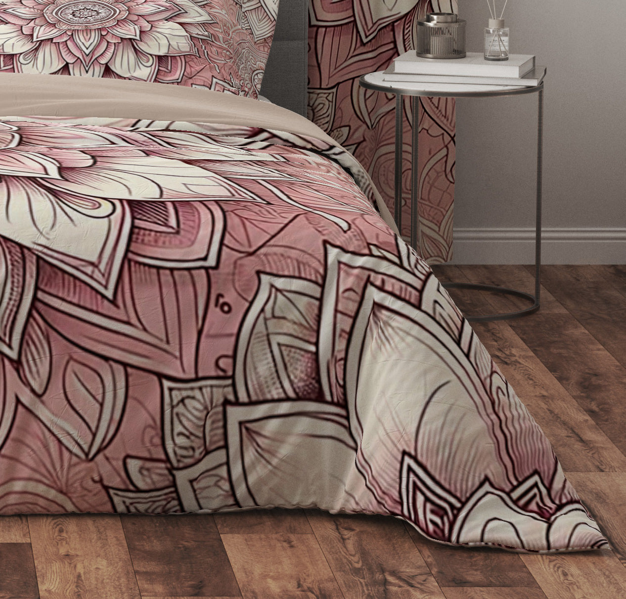 Bohemian Pink Mantra Mandala Reversible Quilt Cover Duvet Cover Set - Adore India   