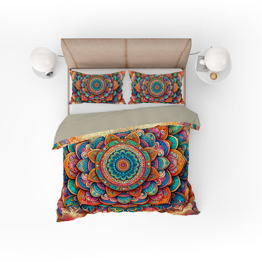 Colourful Bold Bohemian Reversible Quilt Cover Duvet Cover Set - Adore India   