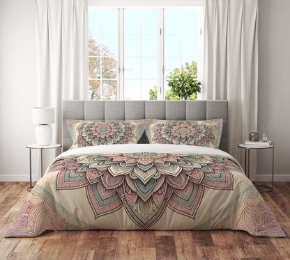 Bohemian Flourish Wild Indian Mandala Reversible Quilt Cover Duvet Cover Set - Adore India   