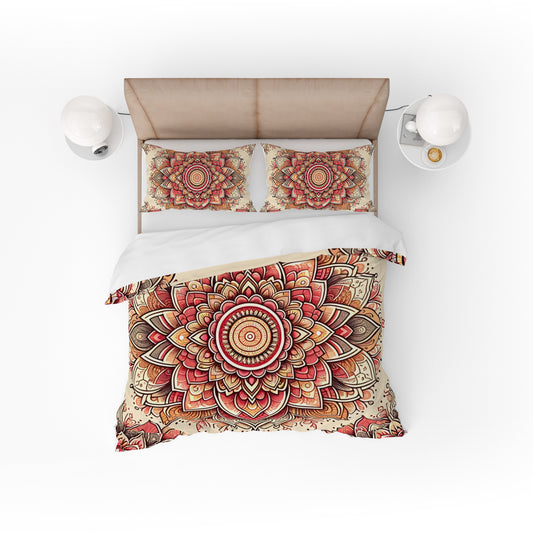 Bohemian Plum Indian Mandala Reversible Quilt Cover Duvet Cover Set - Adore India   