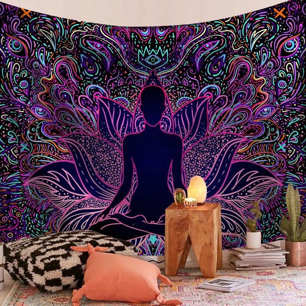 Peace Indian Mandala Tapestry Psychedelic Wall Hanging Boho Decor - Adore India   