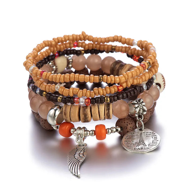 Bohemian Handmade Crystal Beaded Multi Colour Bracelet with Charm - Adore India   