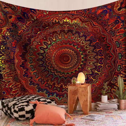 Indian Mandala Tapestry Red Infinity Psychedelic Wall Hanging Boho Decor - Adore India   