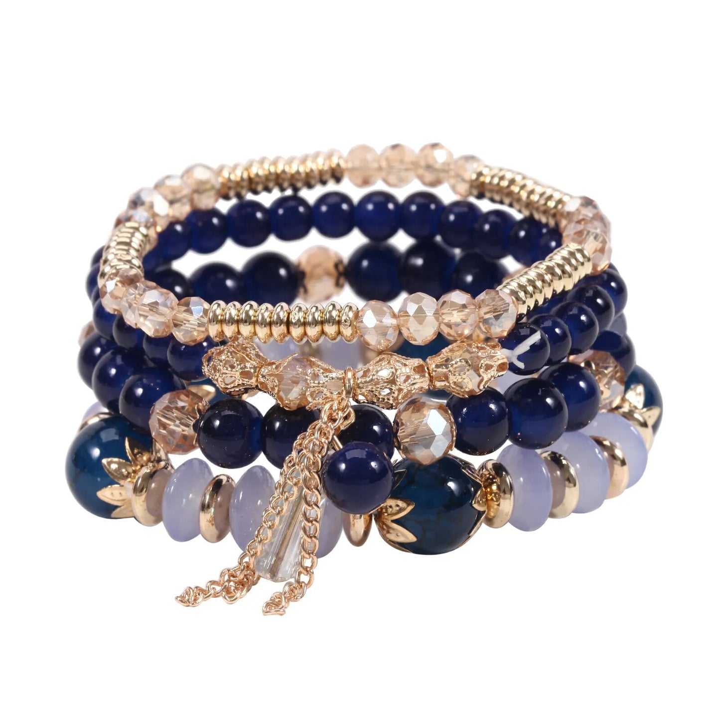 Bohemian Handmade Crystal Beaded Multi Colour Bracelet with Charm - Adore India   