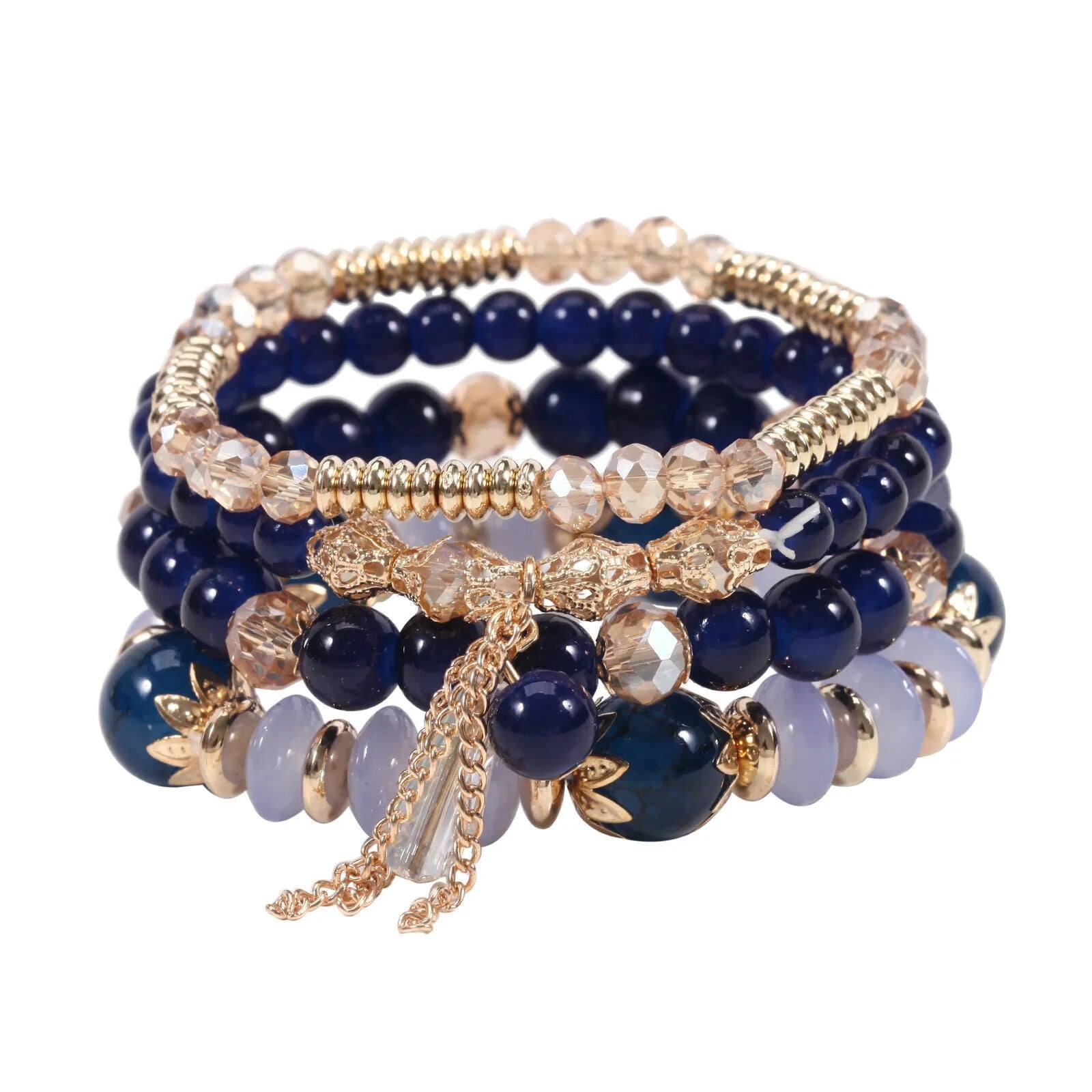 Bohemian Handmade Crystal Beaded Multi Colour Bracelet with Charm - Adore India   