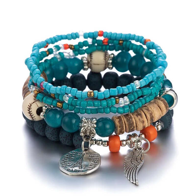 Bohemian Handmade Crystal Beaded Multi Colour Bracelet with Charm - Adore India   