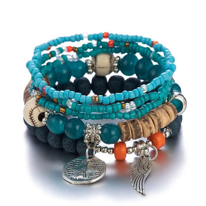 Bohemian Handmade Crystal Beaded Multi Colour Bracelet with Charm - Adore India   
