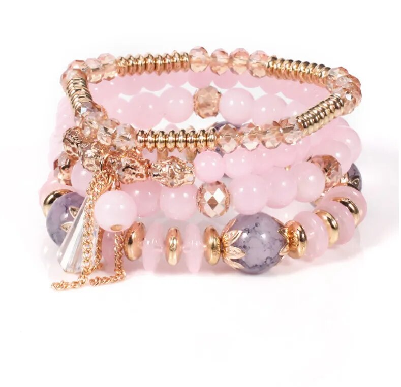 Bohemian Handmade Crystal Beaded Multi Colour Bracelet with Charm - Adore India   