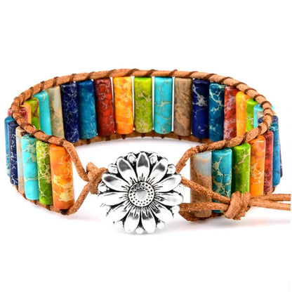 Natural Bead Leather Strap Boho Gypsy Bracelet - Adore India   