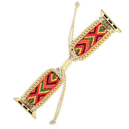 Bohemian Nylon Beaded Strap For iOS Watch Elastic Bracelet - Adore India   