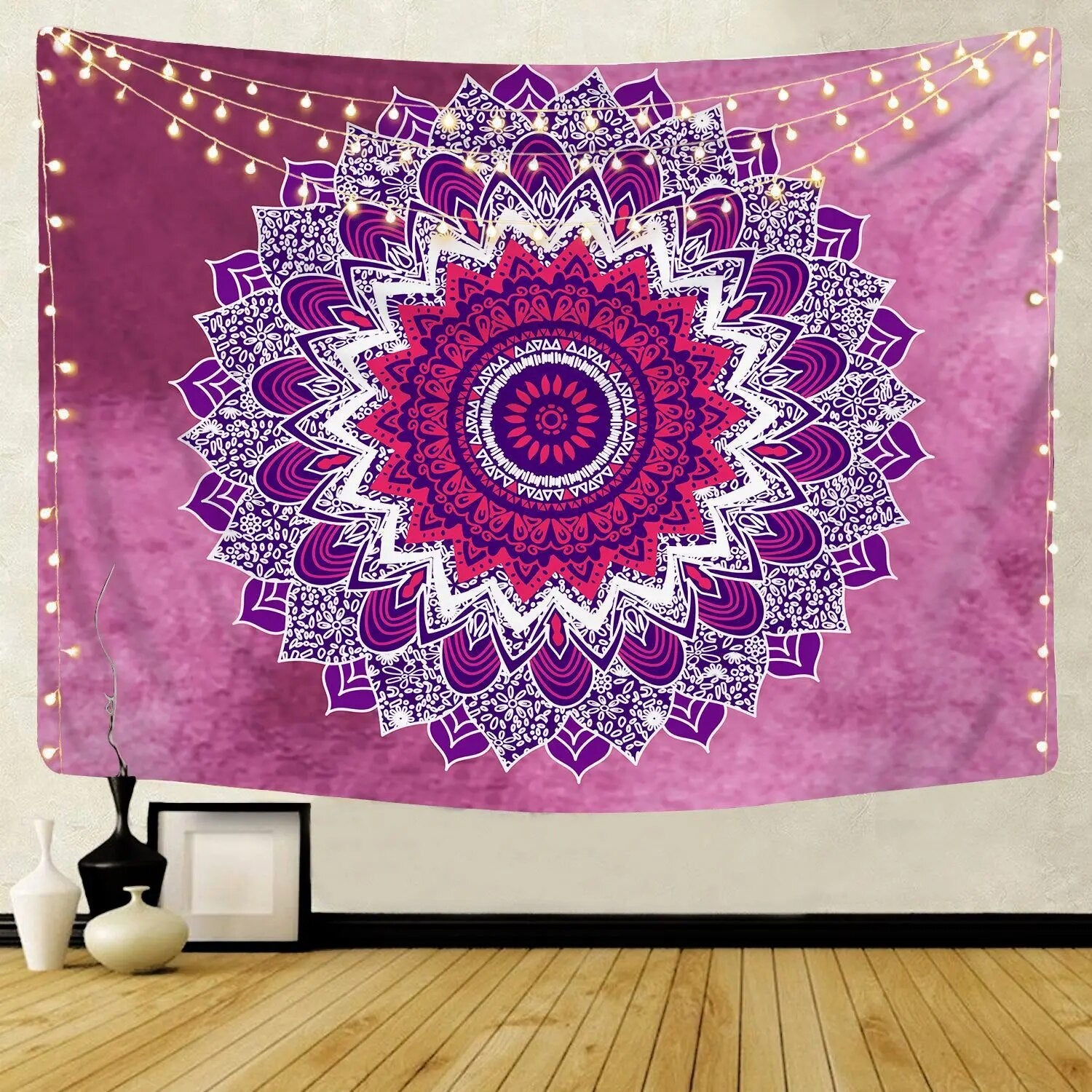 Indian Mandala Tapestry Psychedelic Passion Pink Wall Hanging Boho Decor - Adore India   