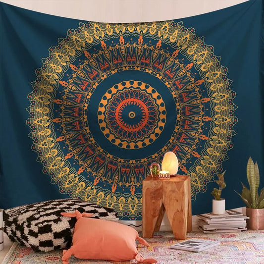 Indian Mandala Tapestry WOH Green Psychedelic Wall Hanging Boho Decor - Adore India   