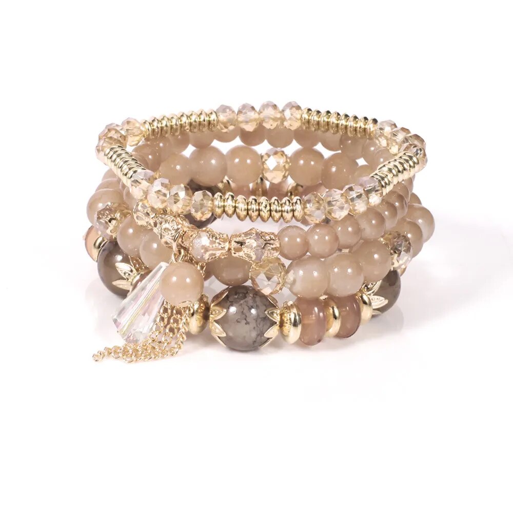 Bohemian Handmade Crystal Beaded Multi Colour Bracelet with Charm - Adore India   