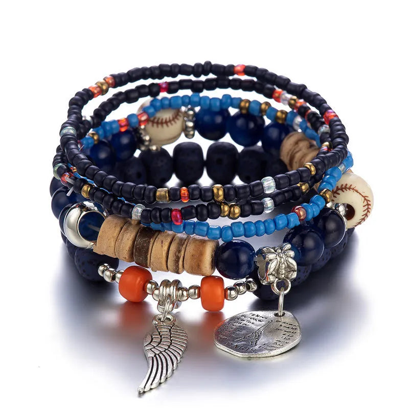 Bohemian Handmade Crystal Beaded Multi Colour Bracelet with Charm - Adore India   