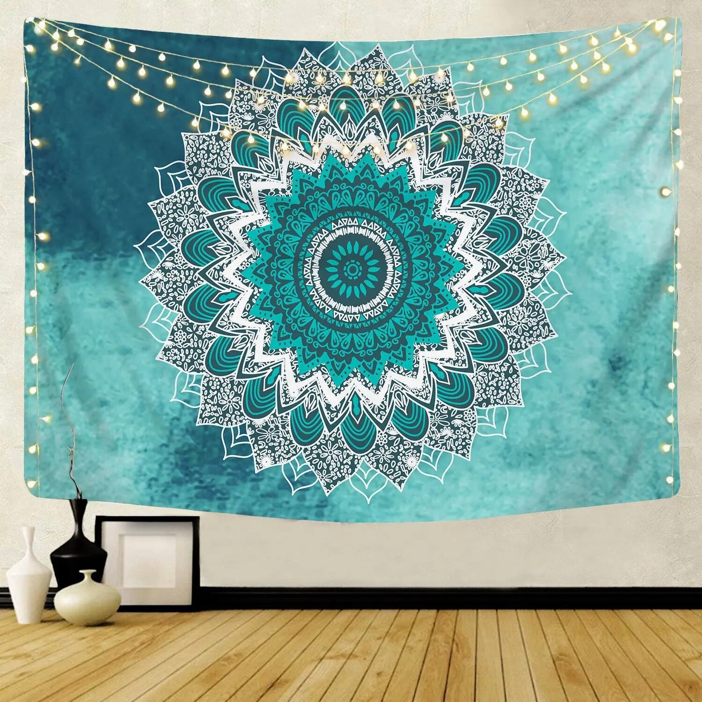Indian Mandala Tapestry Psychedelic Passion Turquoise Wall Hanging Boho Decor - Adore India   