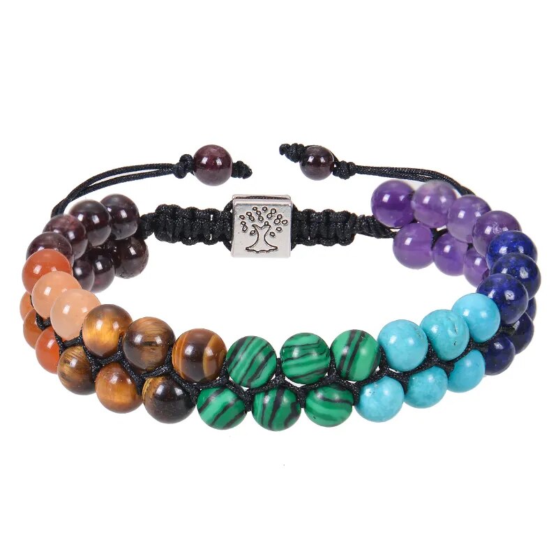 Bohemian 7 Chakra Stone Bead Yoga Meditation Bracelet - Adore India   