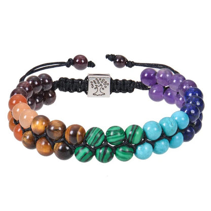 Bohemian 7 Chakra Stone Bead Yoga Meditation Bracelet - Adore India   