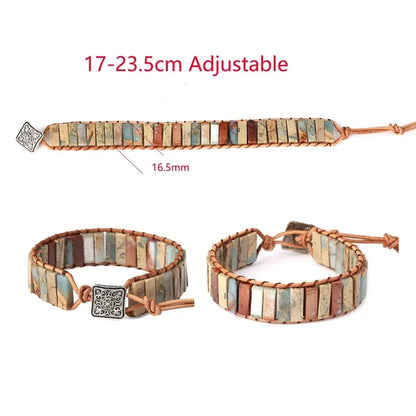 Natural Bead Leather Strap Boho Gypsy Bracelet - Adore India   