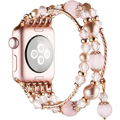 Handmade Beaded Watch Band Bracelet for iOS Series 9 8 7 6 SE 5 Strap - Adore India   