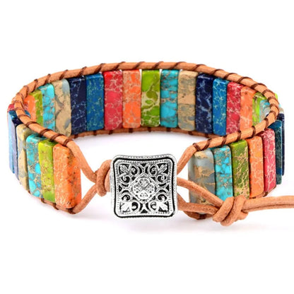 Natural Bead Leather Strap Boho Gypsy Bracelet - Adore India   
