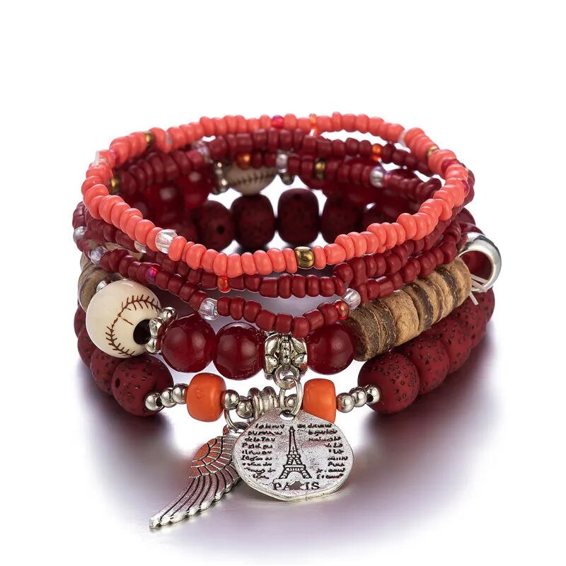 Bohemian Handmade Crystal Beaded Multi Colour Bracelet with Charm - Adore India   