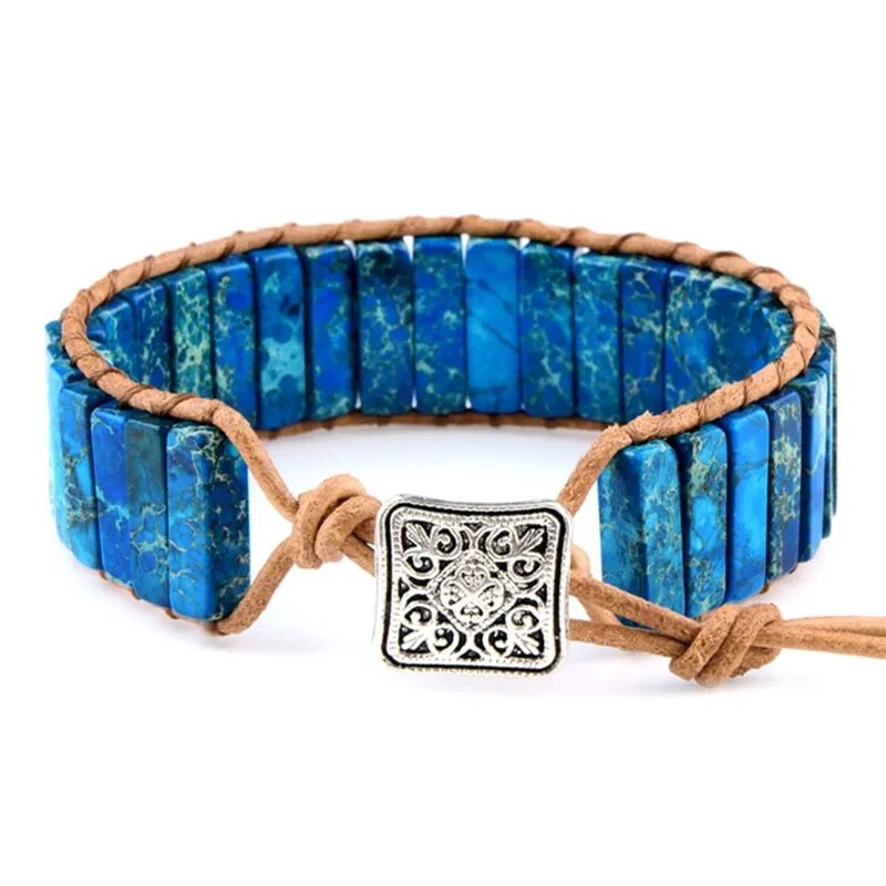 Natural Bead Leather Strap Boho Gypsy Bracelet - Adore India   