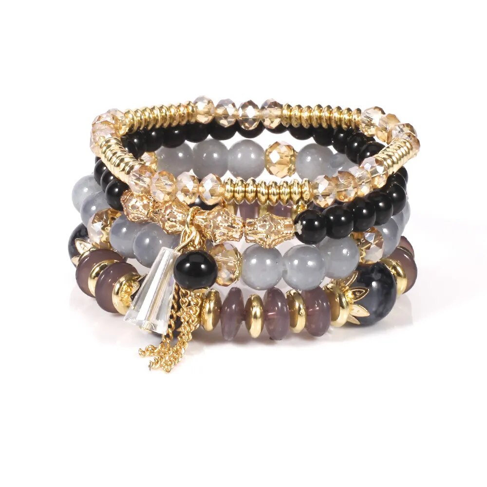 Bohemian Handmade Crystal Beaded Multi Colour Bracelet with Charm - Adore India   