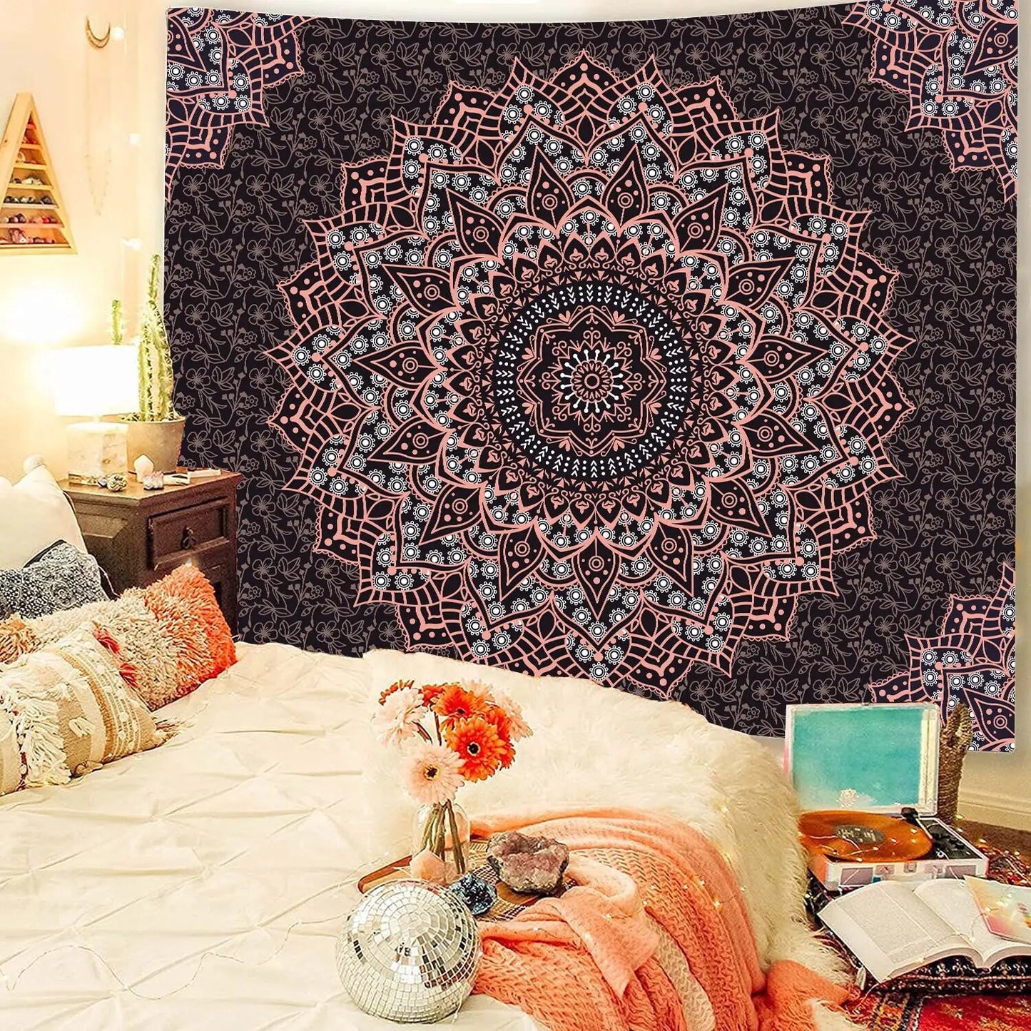 Indian Mandala Tapestry Psychedelic Passion Rose Gold Wall Hanging Boho Decor - Adore India   