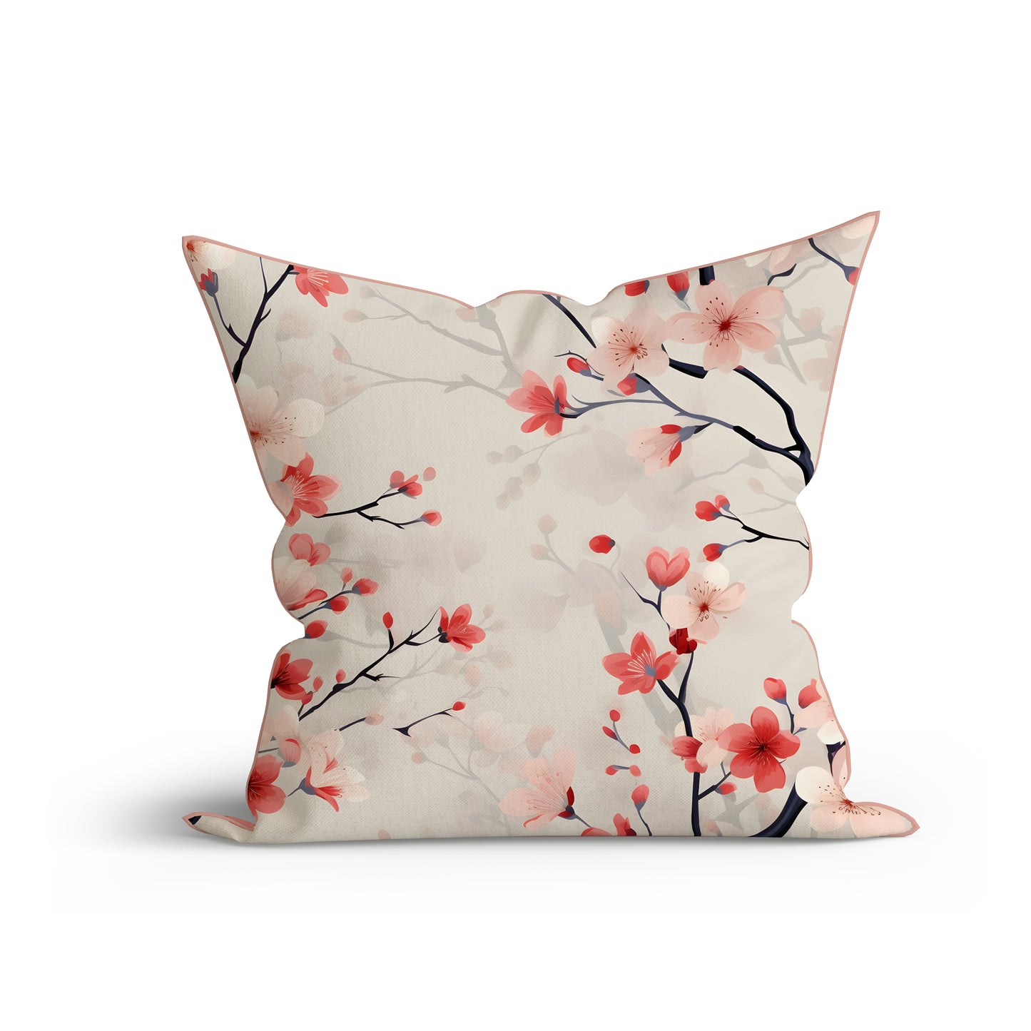 Bohemian Cherry Blossom Cotton Cushion with Piping-Adore India