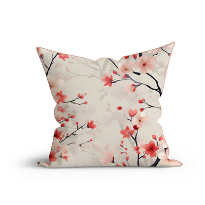 Bohemian Cherry Blossom Cotton Cushion with Piping-Adore India