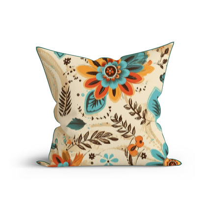 Bohemian Floral Harmony Printed Sofa Cushion Cover Set with Piping- Ador India