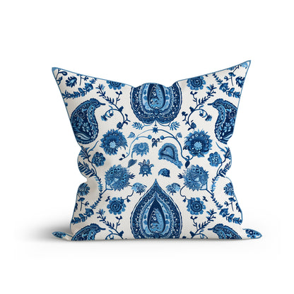 Boho Aqua Paisley Serenity Printed Sofa Cushion Cover Set with Piping- Adore India