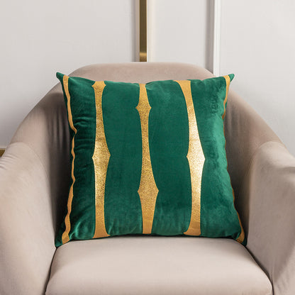 Velvet Gold Foil Printed Stripe Printed Throw Pillow Cushion Cover - Adore India   