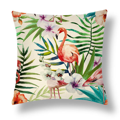 Tropical Colourful Linen Throw Pillow Case Cushion Cover - Adore India   
